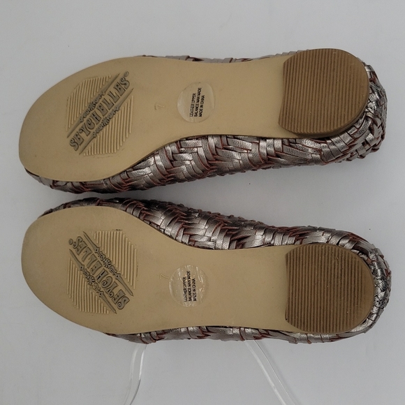 SEYCHELLES Pewter Ballet Flats Woven Metallic Leather 7M - Picture 7 of 16